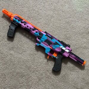 Adventure Force Nexus Pro Dart Blaster Camouflage Pump Action Purple Teal Tested